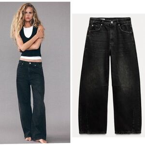 Zara Dark Charcoal Wide Leg Jeans